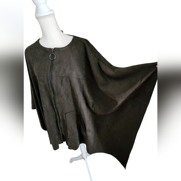 Suede Poncho Style Jacket - Picture 3 of 7